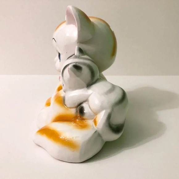 Vintage Cat Coin Bank Kittens Ceramic  Figurine 8 Inch Long Kitsch - Picture 2 of 16
